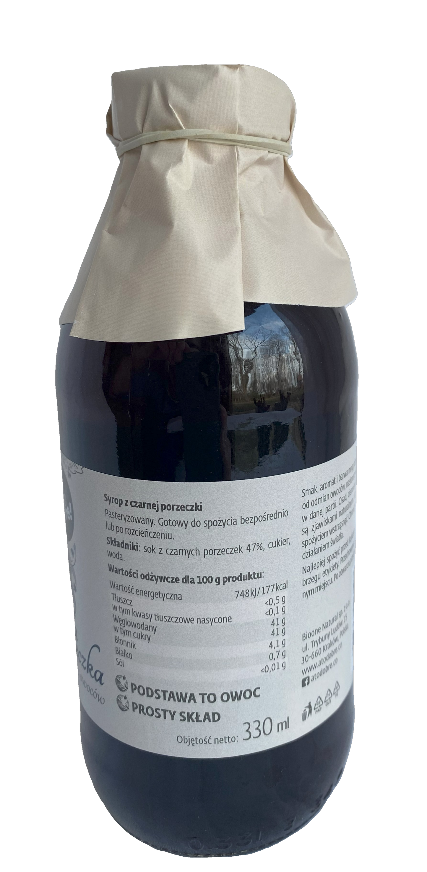 Syrop z czarnej porzeczki 47% soku NFC 330 ml