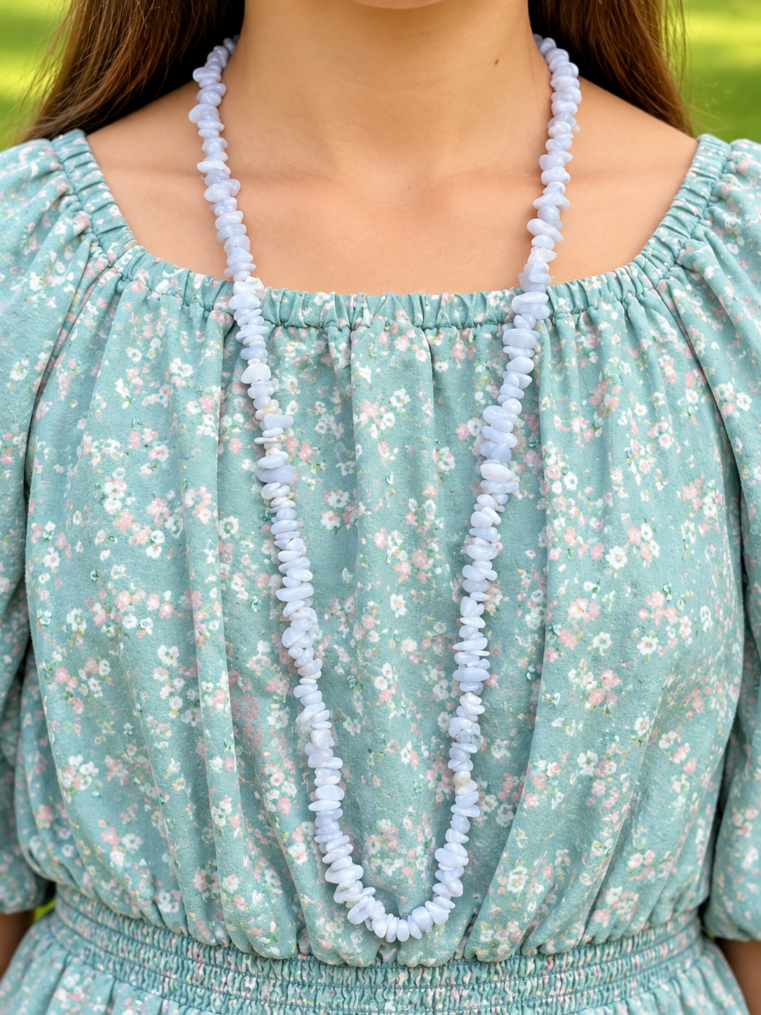 Blue Chalcedony Chip Necklace| St. Hildegard's Gemstones