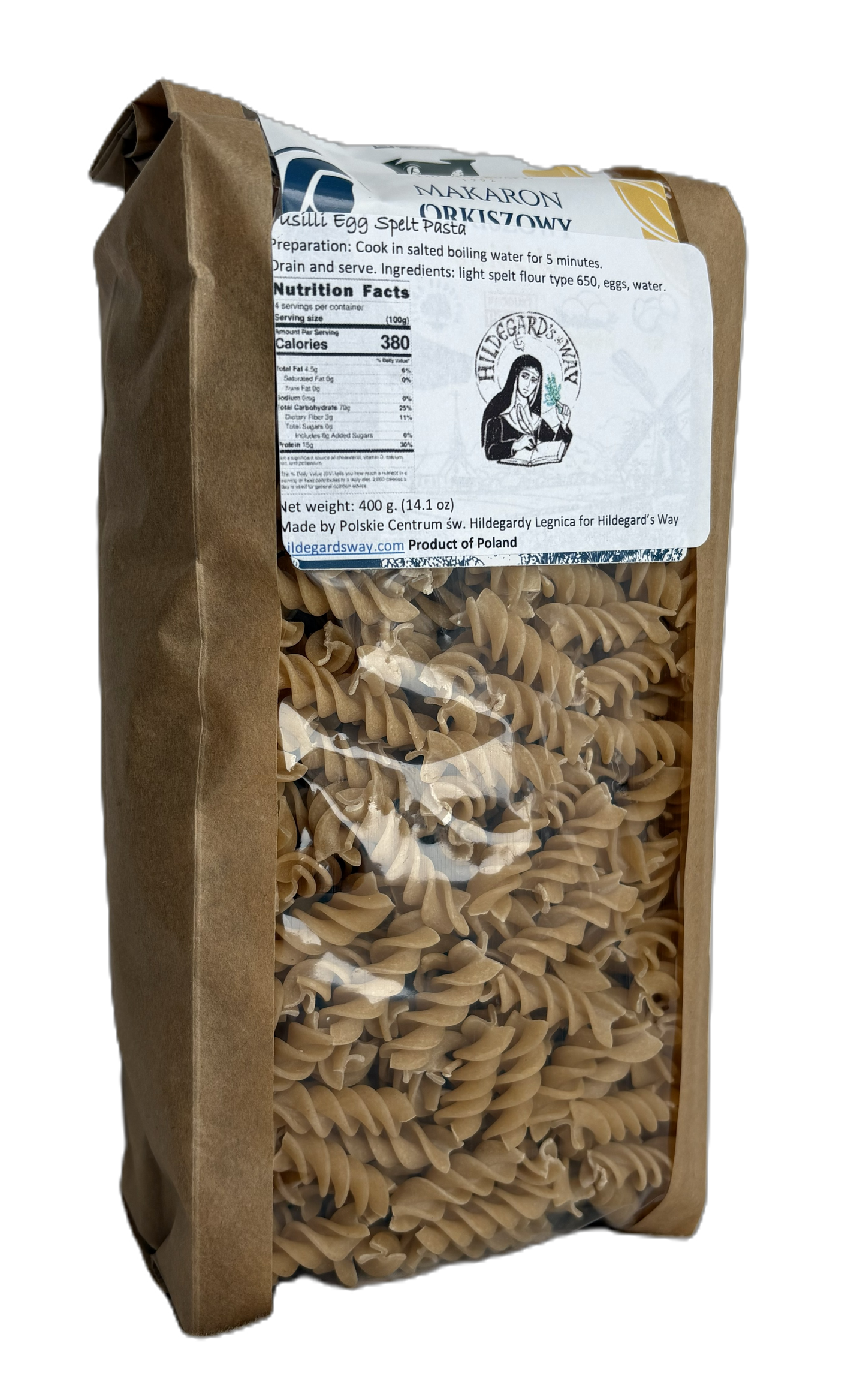 Spelt Pasta, Egg Fusilli 400 g. (14.11 oz.)