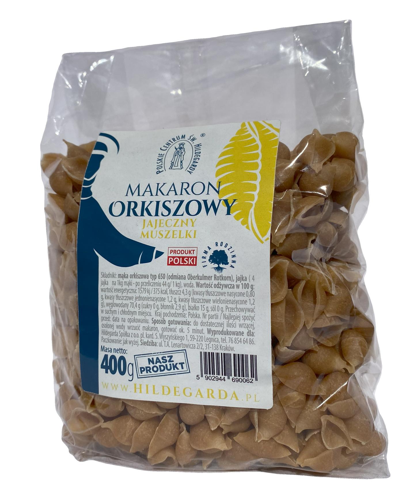 Makaron orkiszowy jajeczny "Hildegarda" muszelka 400g