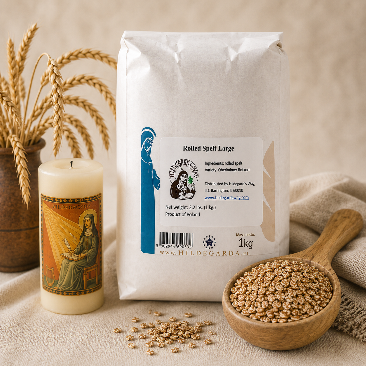 Rolled Spelt (Large) 1kg (2.2lbs)