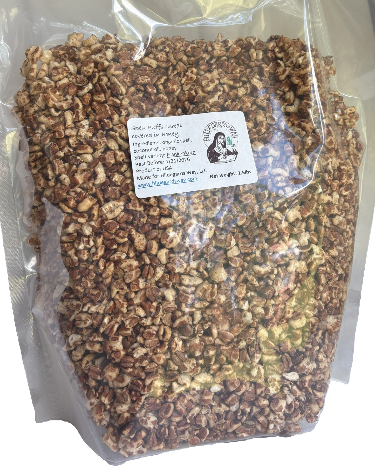 Honey Coated Spelt Puffs Cereal 1.5 lbs (24 oz.)