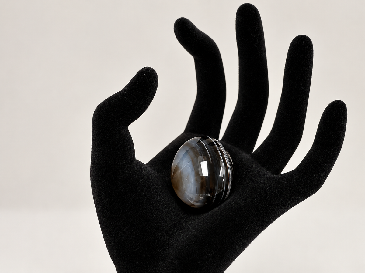 Black Sardonyx Cabochon | St. Hildegard Gemstones