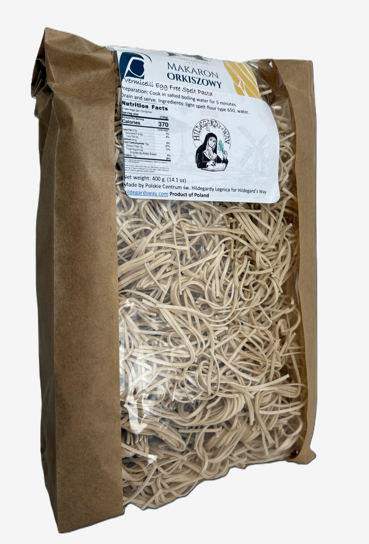 Spelt Pasta, Egg Free Vermicelli 400 g. (14.11 oz.)