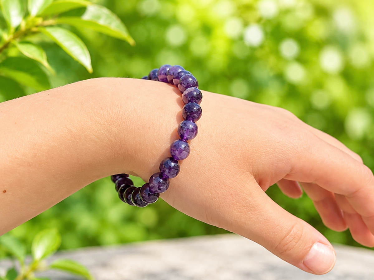 Amethyst Round Bead Bracelet – 8 mm | Skin Care, Harmony & Inner Balance