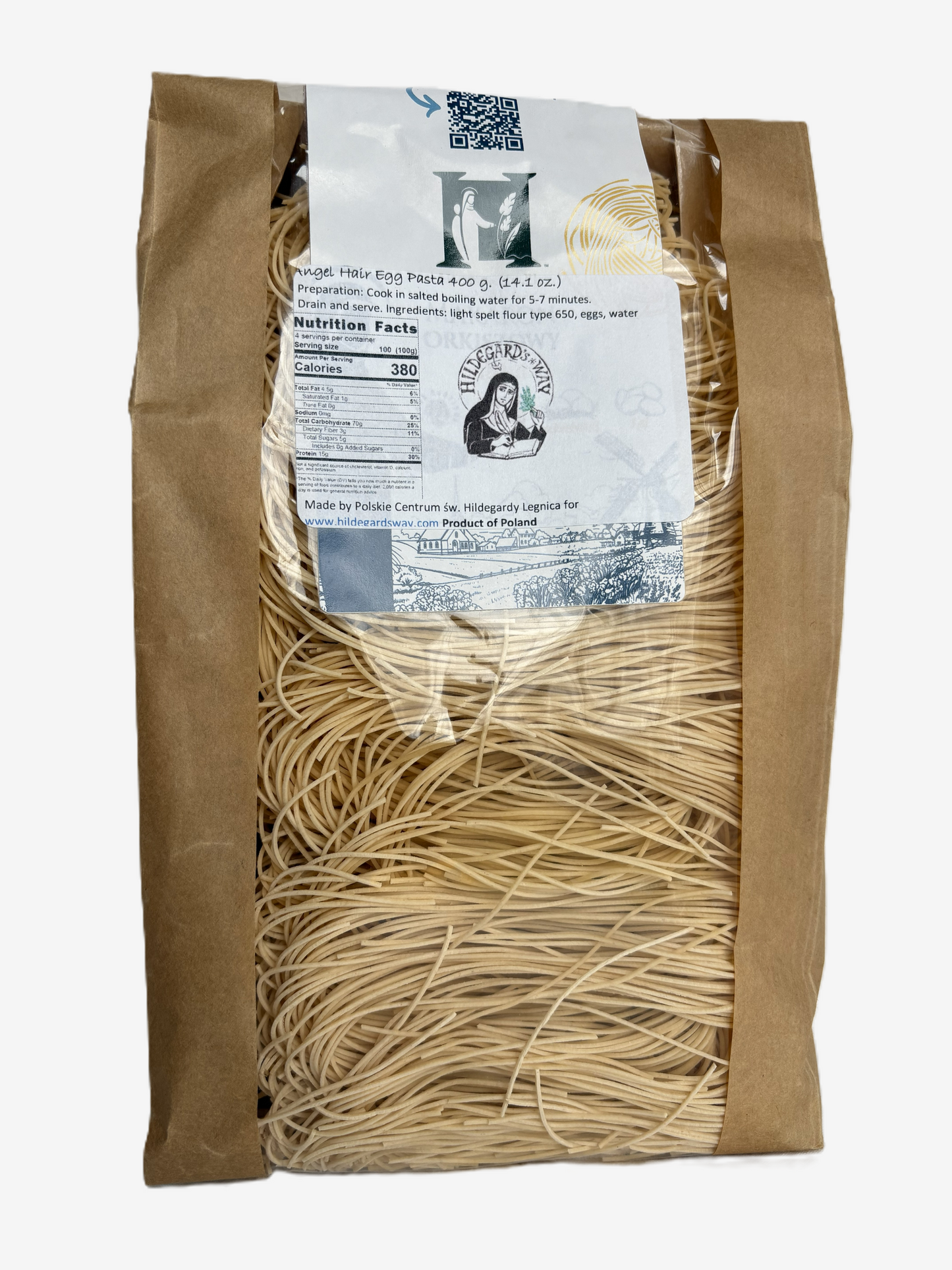 Makaron orkiszowy jajeczny "Hildegarda" cienka nitka 400g 