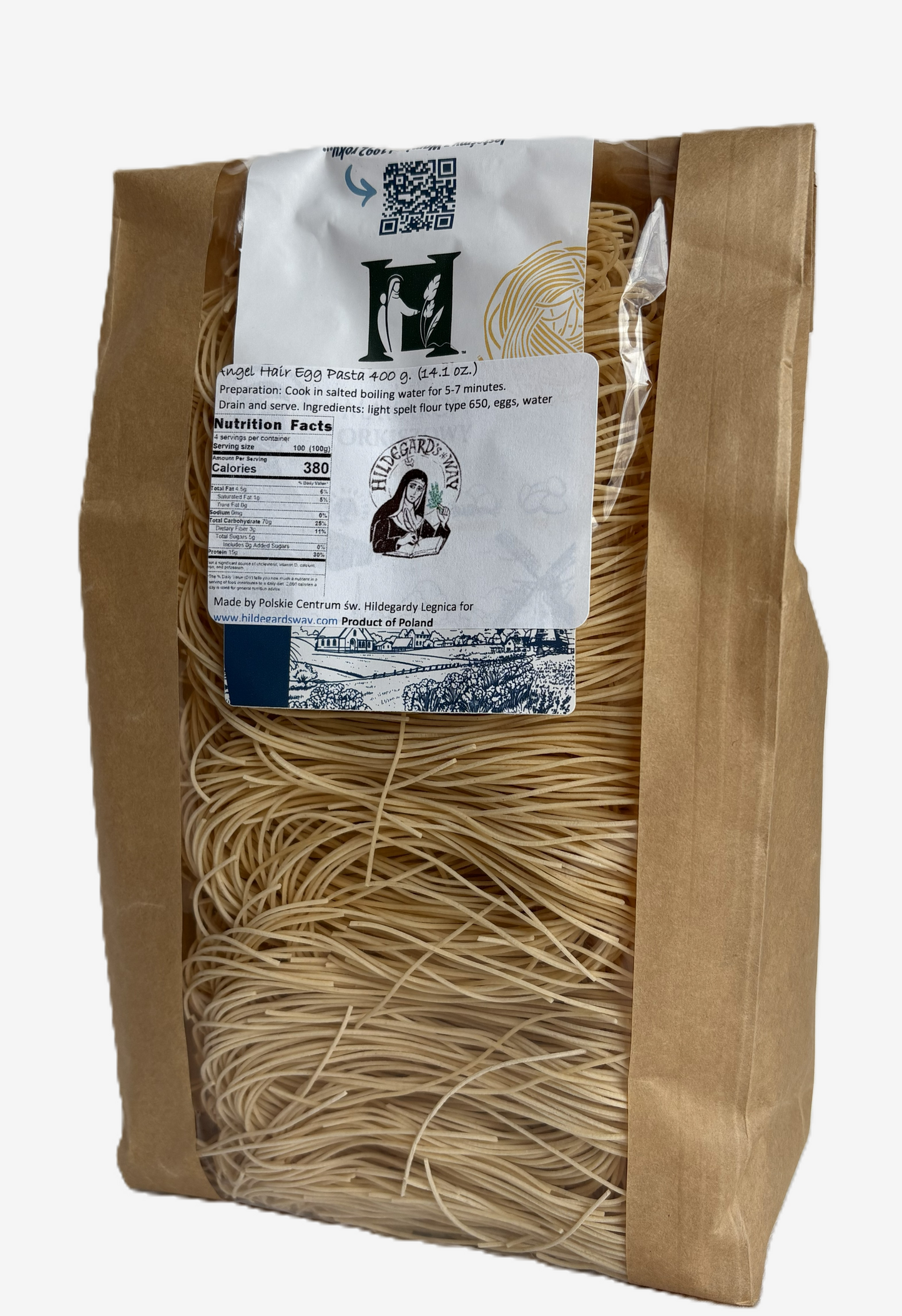 Makaron orkiszowy jajeczny "Hildegarda" cienka nitka 400g 