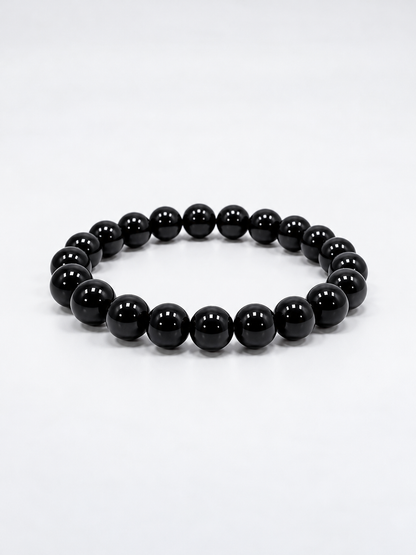 Black Agate 8 mm Round Bead Bracelet – Protection, Clarity & Inner Balance