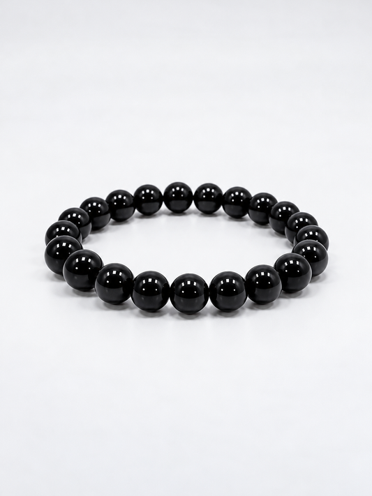Black Agate 8 mm Round Bead Bracelet – Protection, Clarity & Inner Balance