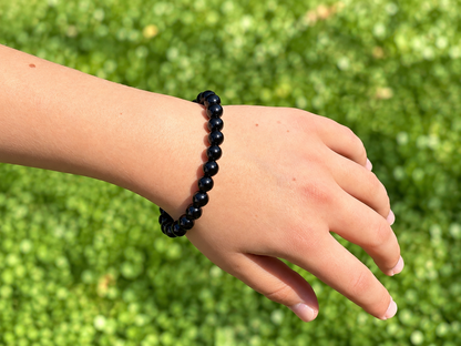 Black Agate 8 mm Round Bead Bracelet – Protection, Clarity & Inner Balance