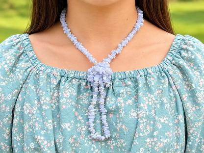 Blue Chalcedony Chip Necklace| St. Hildegard's Gemstones