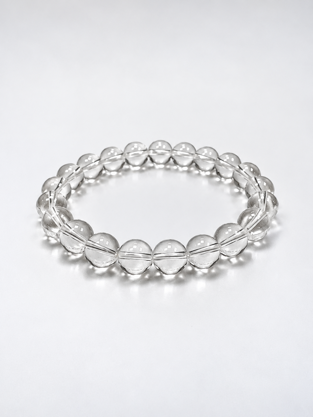 Clear to White Quartz 8 mm Round Bead Bracelet | Mountain Crystal & Clear Quartz – Clarity, Balance & Well-Being