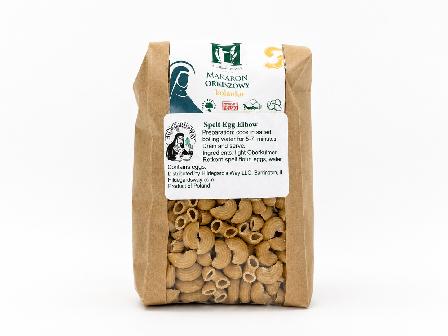 Spelt Pasta, Egg Elbow "Hildegarda"  14.11 oz (400 g)