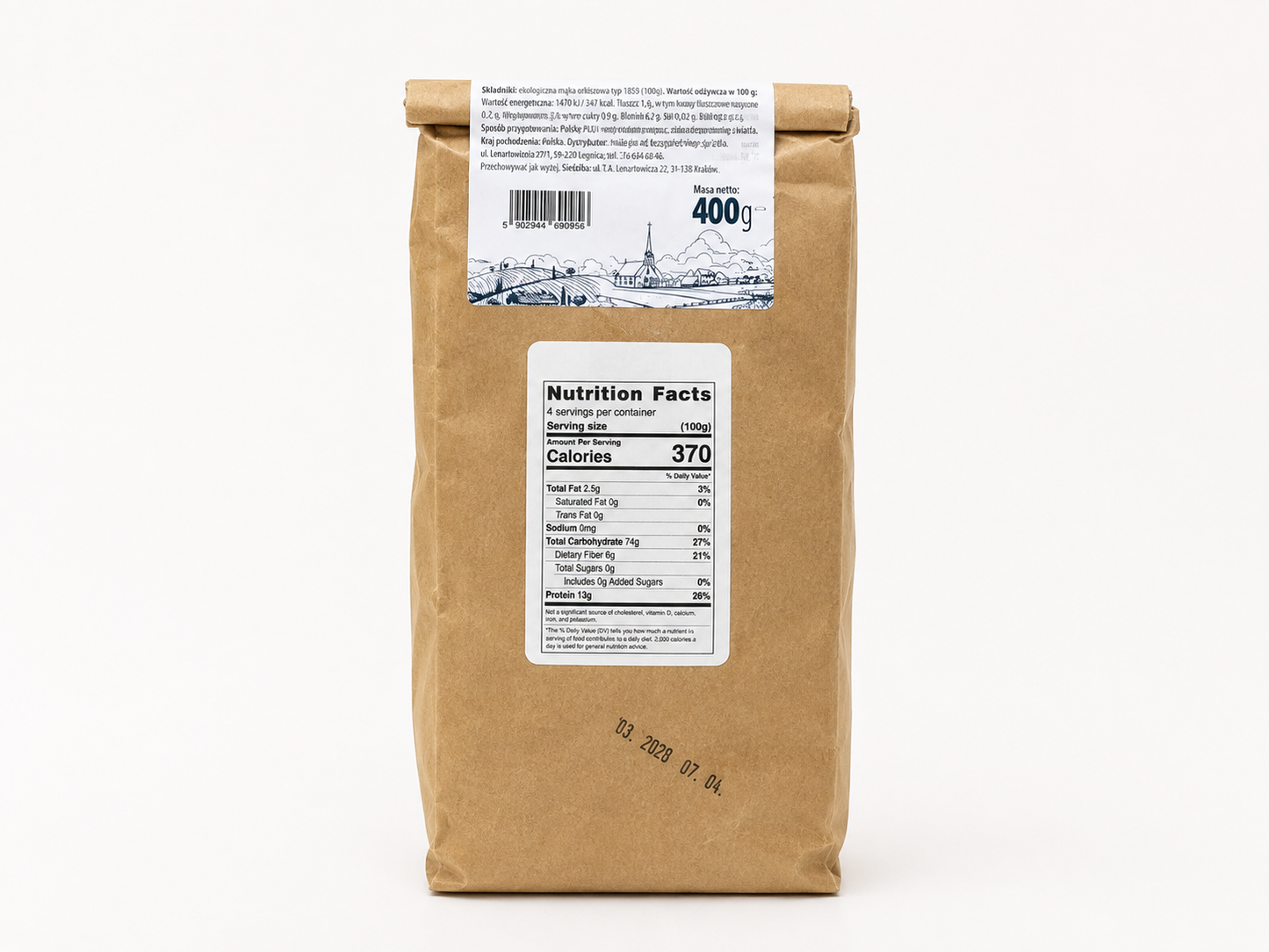 Makaron Orkiszowy Fusilli Bez Jajek "Hildegarda" 400 g. (14,11 uncji)