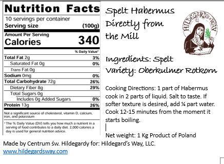 Organic Habermus Directly from the Mill 1kg (2.2lbs)