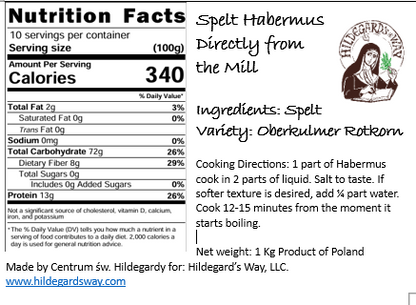 Organic Habermus Directly from the Mill 1kg (2.2lbs)