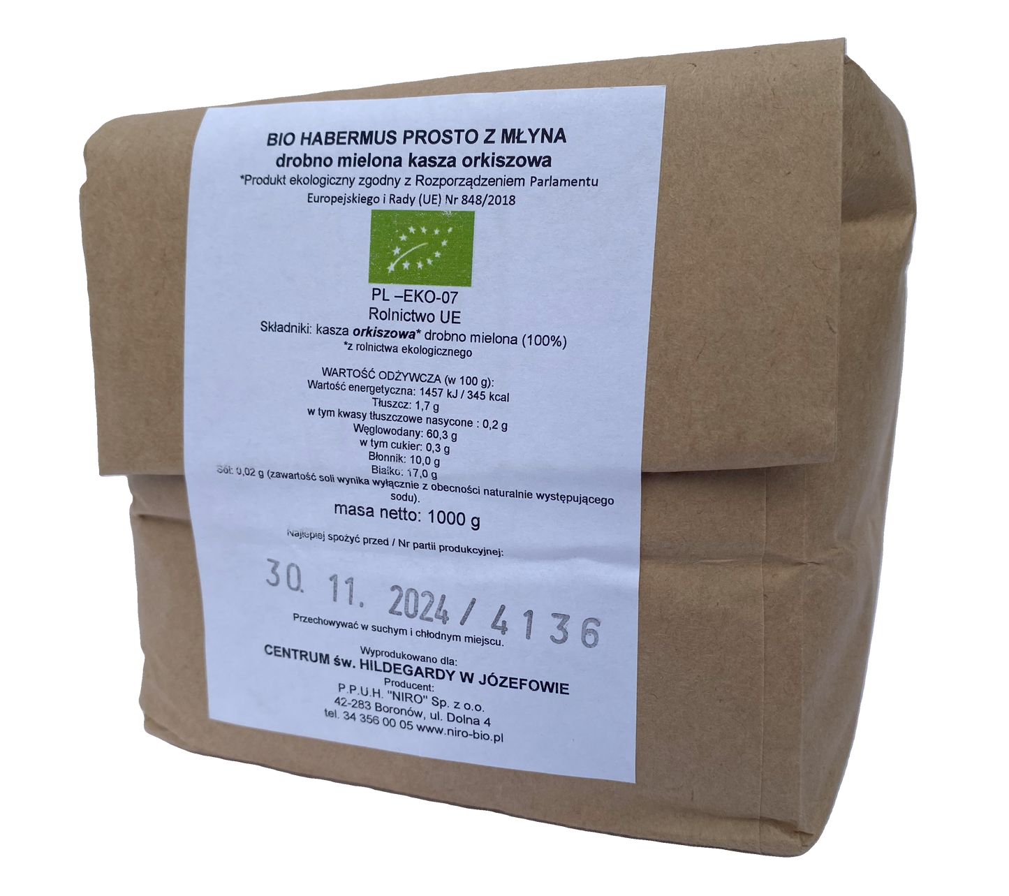 Organic Habermus Directly from the Mill 1kg (2.2lbs)