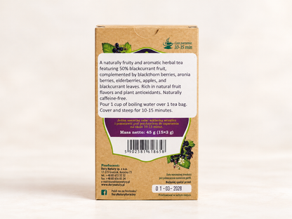 Organic Blackcurrant Fruit Tea – 15 Biodegradable Pyramid Tea Bags