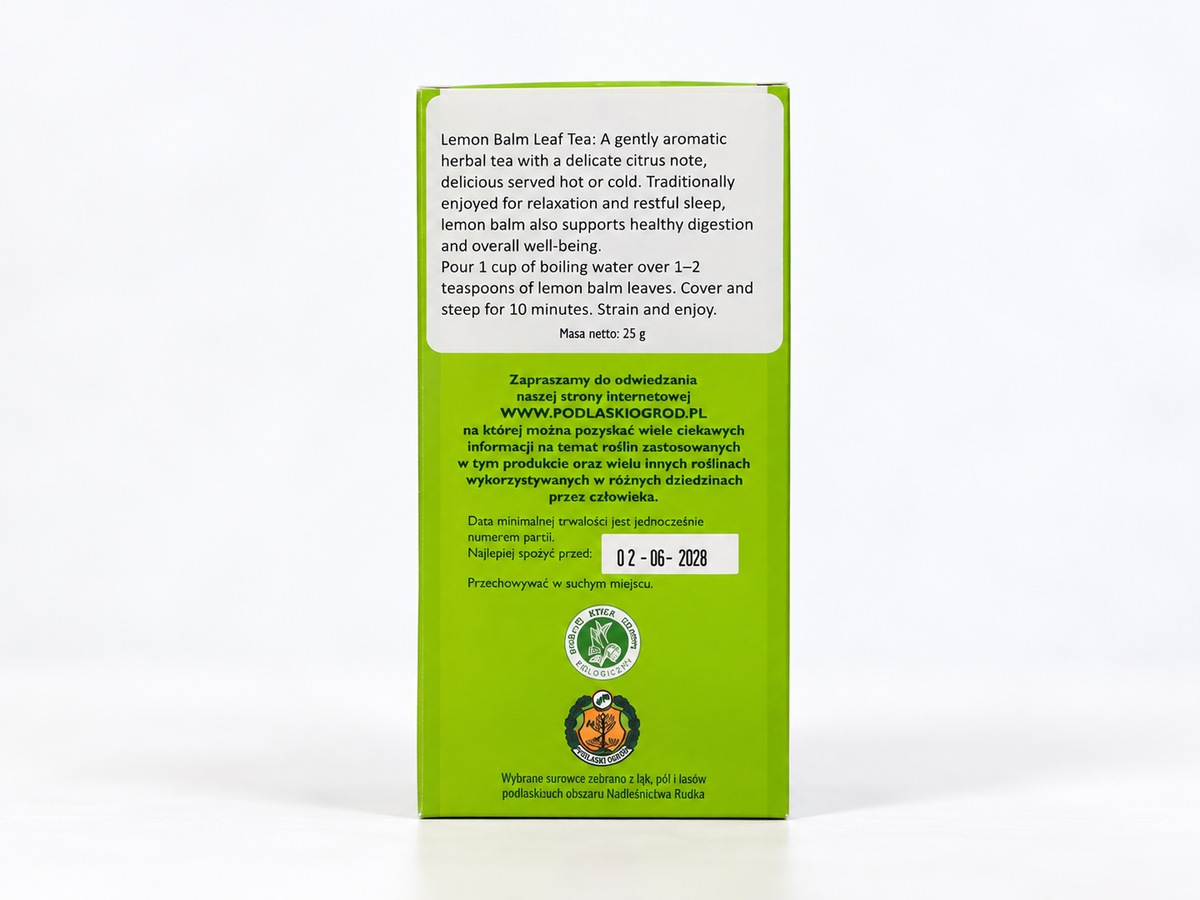 Toronjil orgánico (Melissa officinalis) – Infusión de hierbas en hojas sueltas, 0,88 oz (25 g)