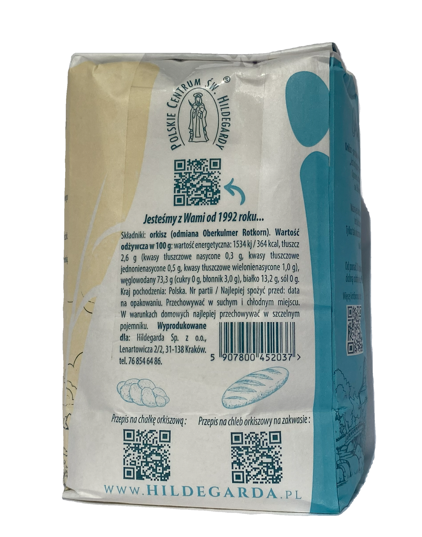 Light spelt flour type 650 „Hildegarda” - 1 kg (2.2 lbs)