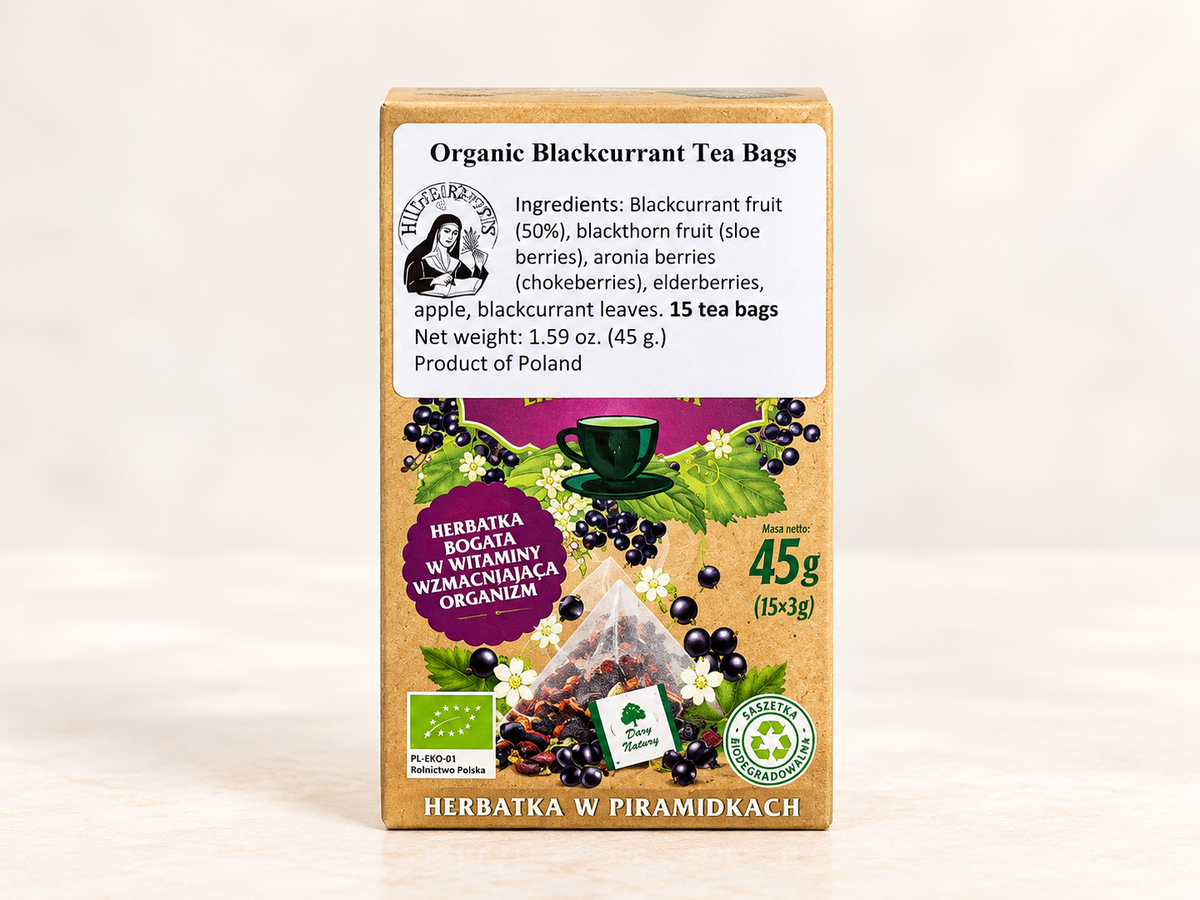 Organic Blackcurrant Fruit Tea – 15 Biodegradable Pyramid Tea Bags
