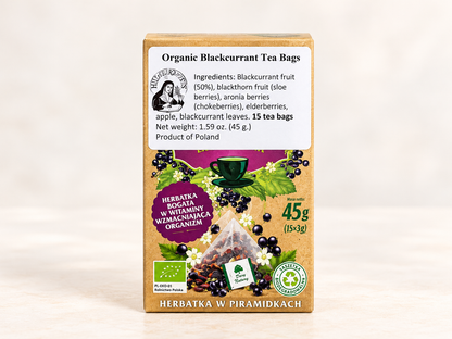 Organic Blackcurrant Fruit Tea – 15 Biodegradable Pyramid Tea Bags