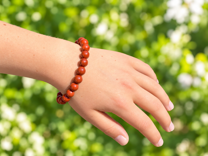 Red Jasper 8 mm Round Bead Bracelet – Comfort, Strength & Inner Peace