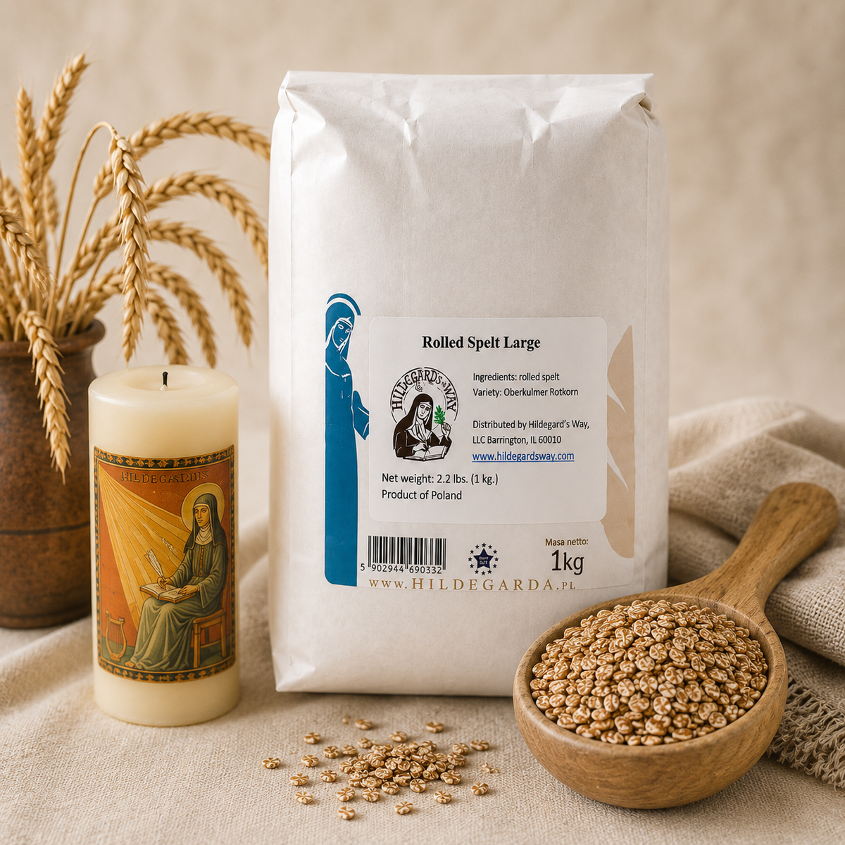 Rolled Spelt (Large) 1kg (2.2lbs)