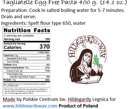 Spelt Pasta, Egg Free Tagliatelle "Hildegarda" 400 g. (14.11 oz.)