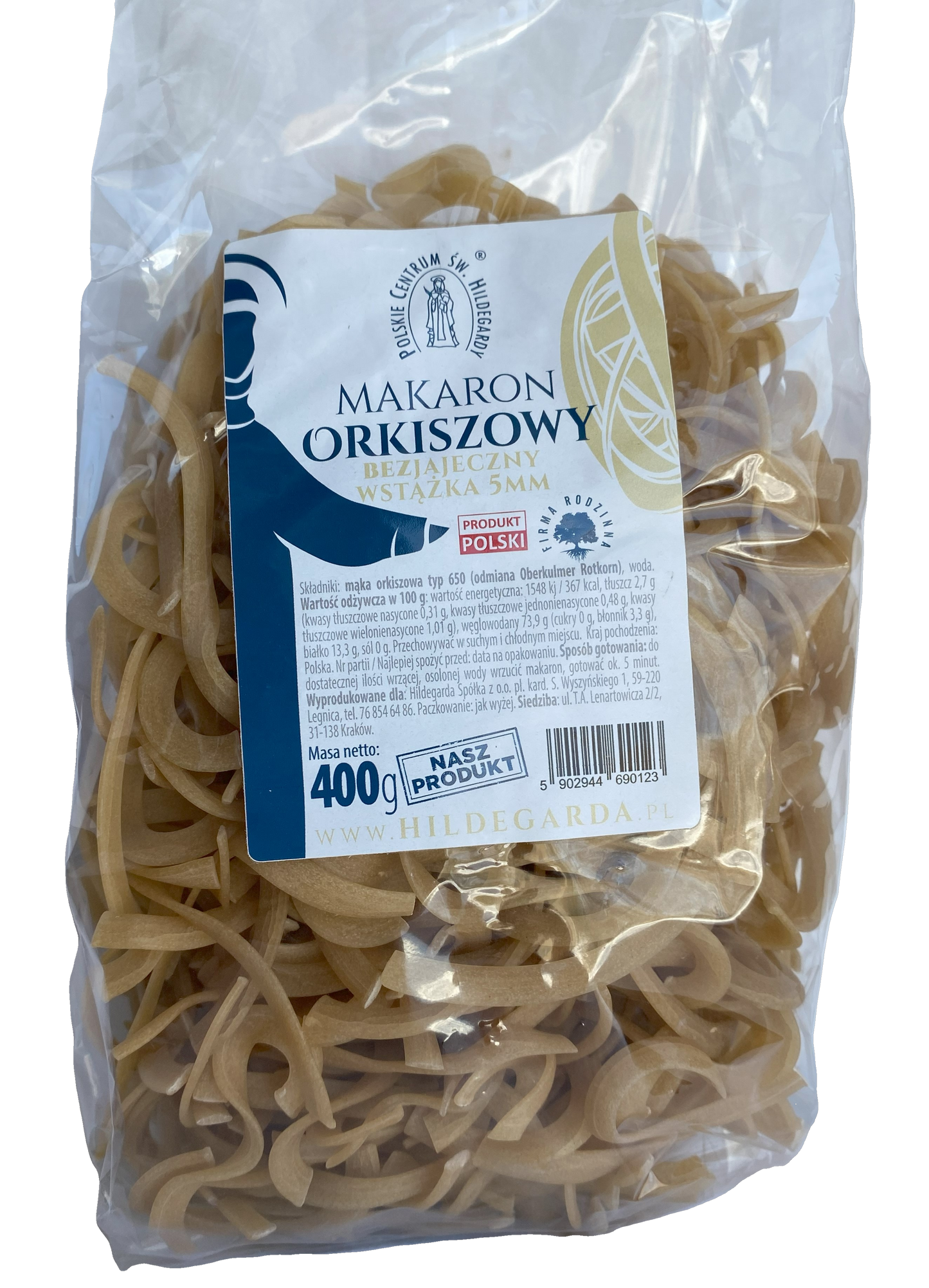 Spelt Pasta, Egg Free Tagliatelle "Hildegarda" 400 g. (14.11 oz.)