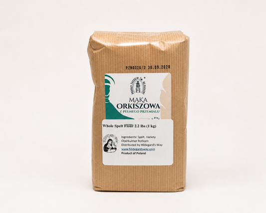 Mąka orkiszowa pełnoziarnista "Hildegarda" 1 kg (2,2 funta)